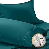 TEXAS LINEN CO. Luxury Egyptian Cotton King Pillow Cases Set of 2-1000 Thread Count Pillowcases for Sleeping, Silky Soft, Cooling Pillow Cover, Extra Long Staple Hotel Quality Pillow Cases - Teal