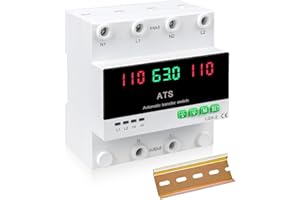 MARSTEK 63A 110V Automatic/Manual Generator Transfer Switch, DIN Rail Mount 110V for Generator Backup Power & Gas Furnace, 50/60Hz, LED Display, CE Certified