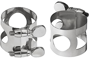 Jersvimc 2Pcs Silver Alto Sax Ligature Alto Saxophone Ligature, Bass Clarinet Ligatures Saxophone Accessories Fastener for Music Mouthpiece Instrument