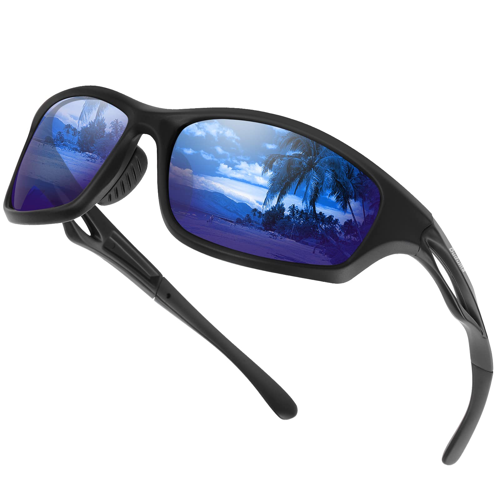 Duduma Sunglasses Mens Polarised Sports Sunglasses for Men Women Golf Cycling Running Fishing Polarized Sunglass with UV Protection(black matte frame with blue lens)