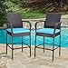 HTTH 2 Pieces Outdoor Patio Bar Stools All-Weather Wicker Outdoor Furniture Chair, Armrest Bar Chairs Footrest Barstools (Turquoise)