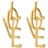 Zszkoz Heart Earrings Simple Punk Love Dangle Earrings Fashion Love Heart Shape Dangle Stud Earrings Statement Jewelry Gift for Women Girls