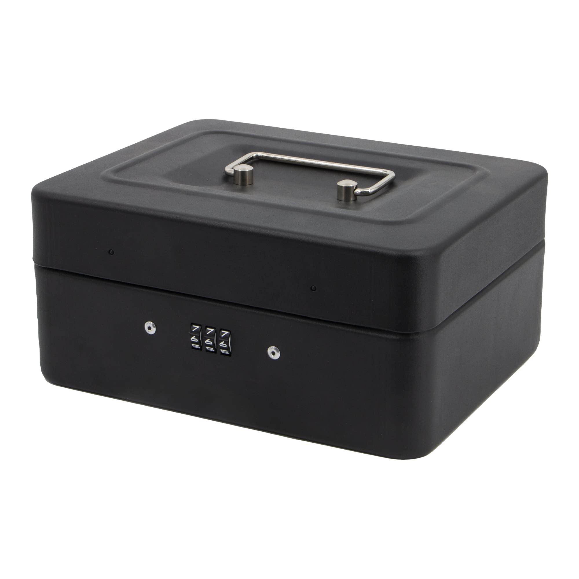 Time to Sparkle 8 inch Small Security Lock Box with Coin Tray Metal Material with Stainless Steel Handle 20 * 16 * 9.5cm Matt Black