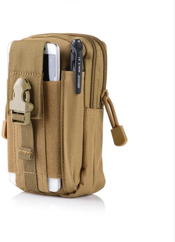 ZY Universal Outdoor Tactical Holster Military Molle Hip Waist Belt Bag Wallet Pouch Purse Phone Case with Zipper for iPhone 7 6s Plus 5S Samsung Galaxy S7 S6 LG HTC and More (Khaki)