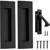 Malimali 6 Inch Pocket Door Handles and Edge Pull Set, Pocket Door Hardware | Stainless Steel Finger Flush Pulls for Sliding Closet Door/Barn Door, Pocket Door Pulls and Grips (Matte Black 3 Pack A)