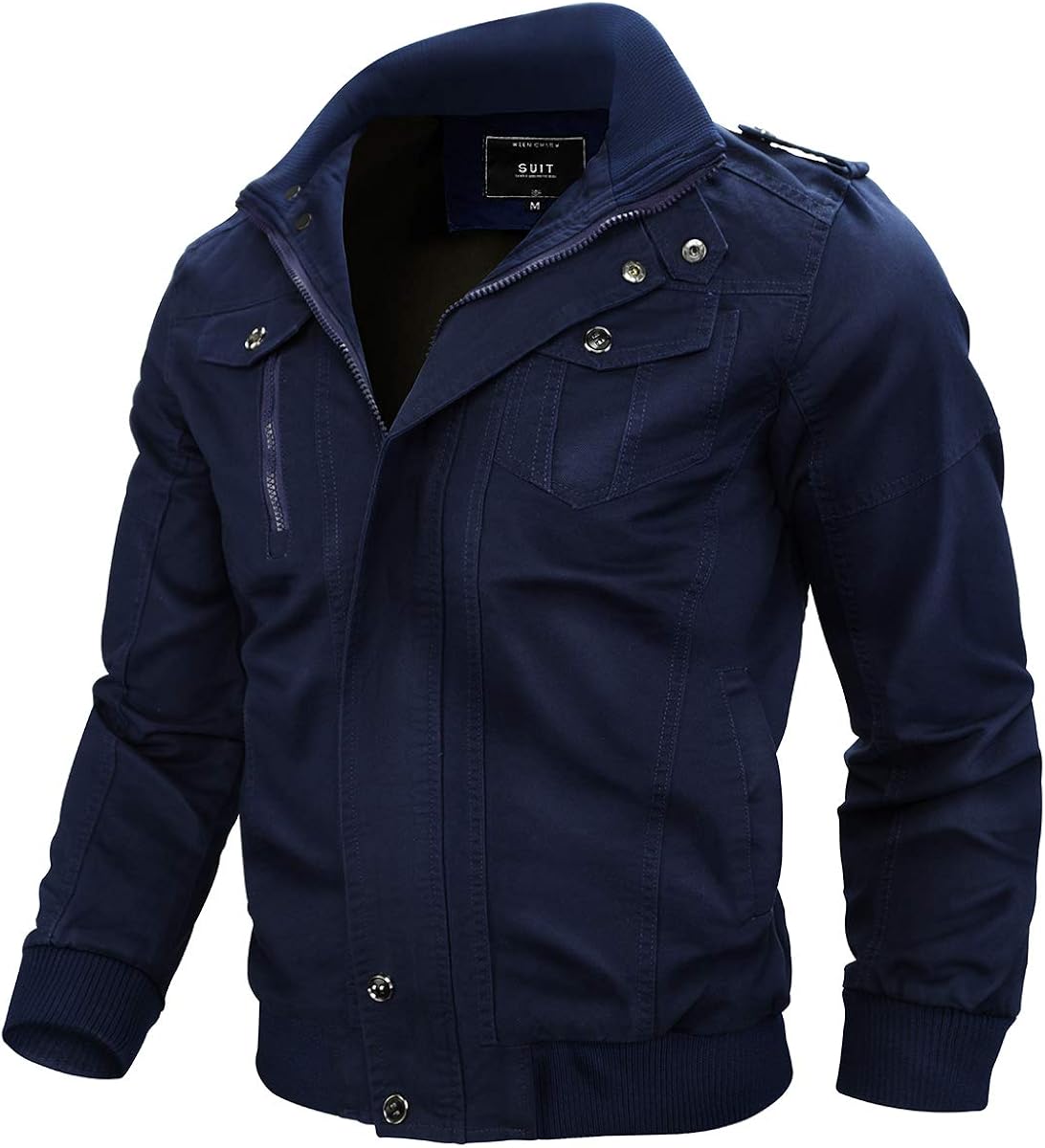 WEEN CHARM Men's Military Jacket Casual Cotton Outdoor Windbreaker Jacket at  Men’s Clothing store