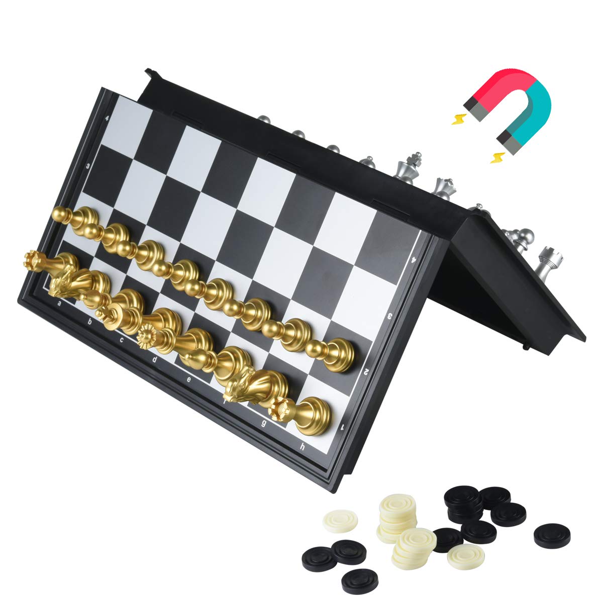 Photo 1 of Travel Chess Set 9.8'' -Silver and Golden Chess Set- Educational Games for Kids and Adults with Game Board (9.8''_Silver and Golden)