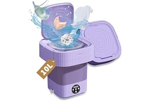 DXJJ Portable Washing Machine,Mini Washer 10L High Capacity with 3 Modes Deep Cleaning for Baby Clothes,Underwear or Small Items,Foldable washer for Apartment,Camping,RV Travel laundry-Gift Choice(Purple)