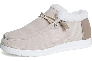 Lausiuoe Snow Boots For Women Cute Wide Calf Ankle Booties Slip On Comfort Winter Fuzzy Fashion Casual Walking Shoes Loafers