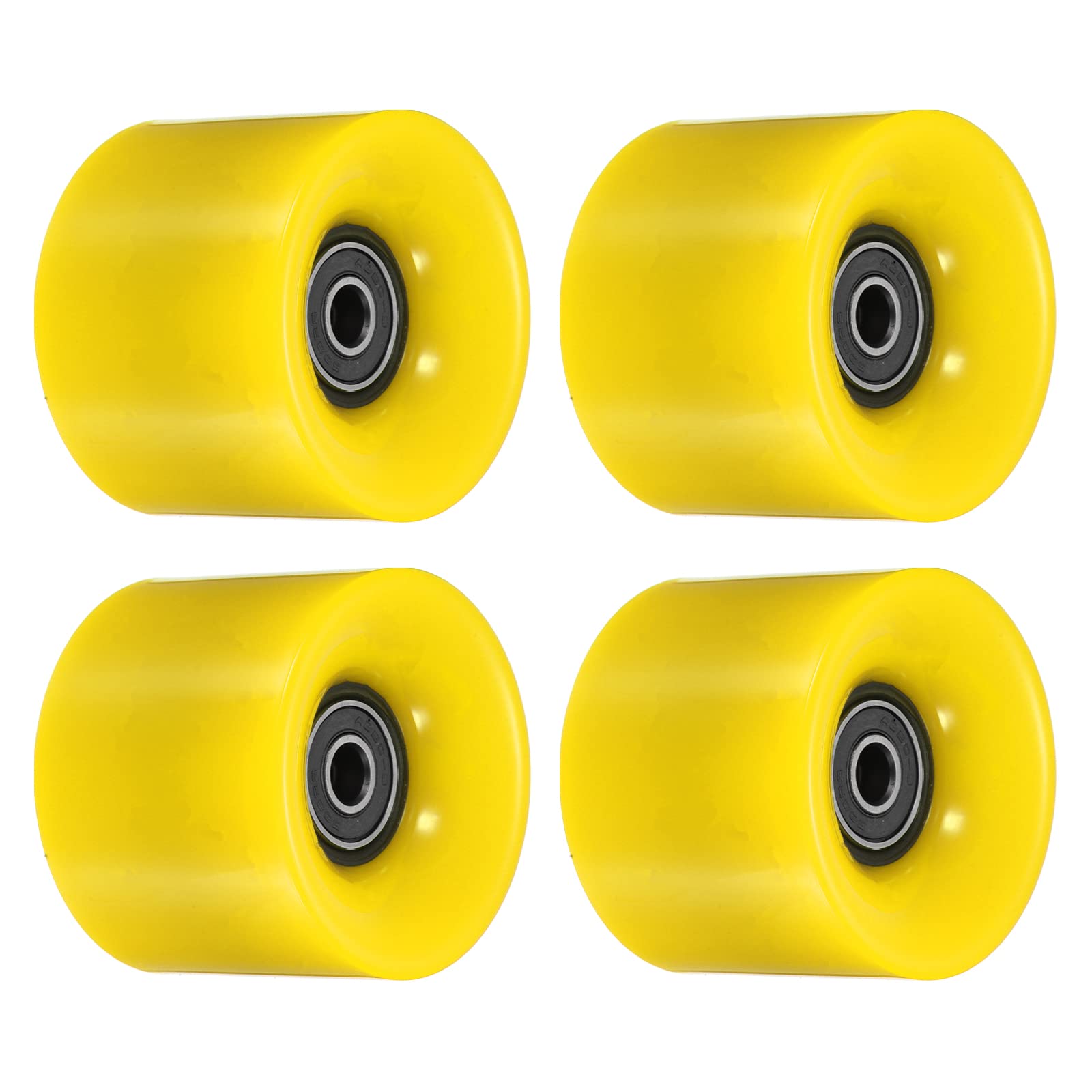 PATIKIL 60mm Longboard Wheels with Bearings ABEC-9, 4 Pack Street Wheels for Skateboards Cruiser Wheel Replacement 80A, Black Yellow