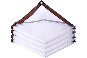 CENHADAM Clear Tarp Waterproof with Grommets,Heavy Duty PVC Vinyl Tarps Cover,Transparent Tarpaulin Large (Small) for Outdoor/Camping/Plant/Garden/Chicken Coop/Cat Litter