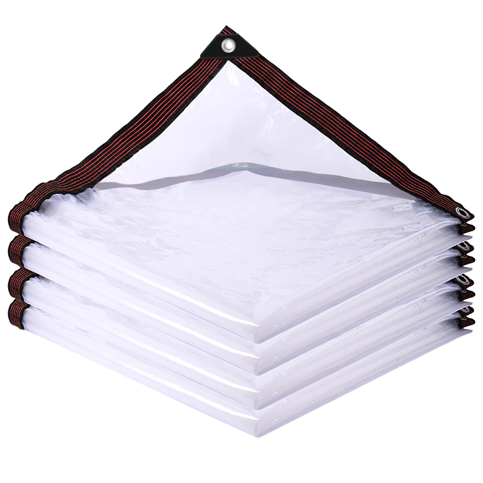 Transparent Tarpaulin with Eyelets, 3 x 3 m, Waterproof Tarp, Transparent Tarp for Garden, Furniture, Outdoor, Plants, Greenhouse, Pet Hutch Roof