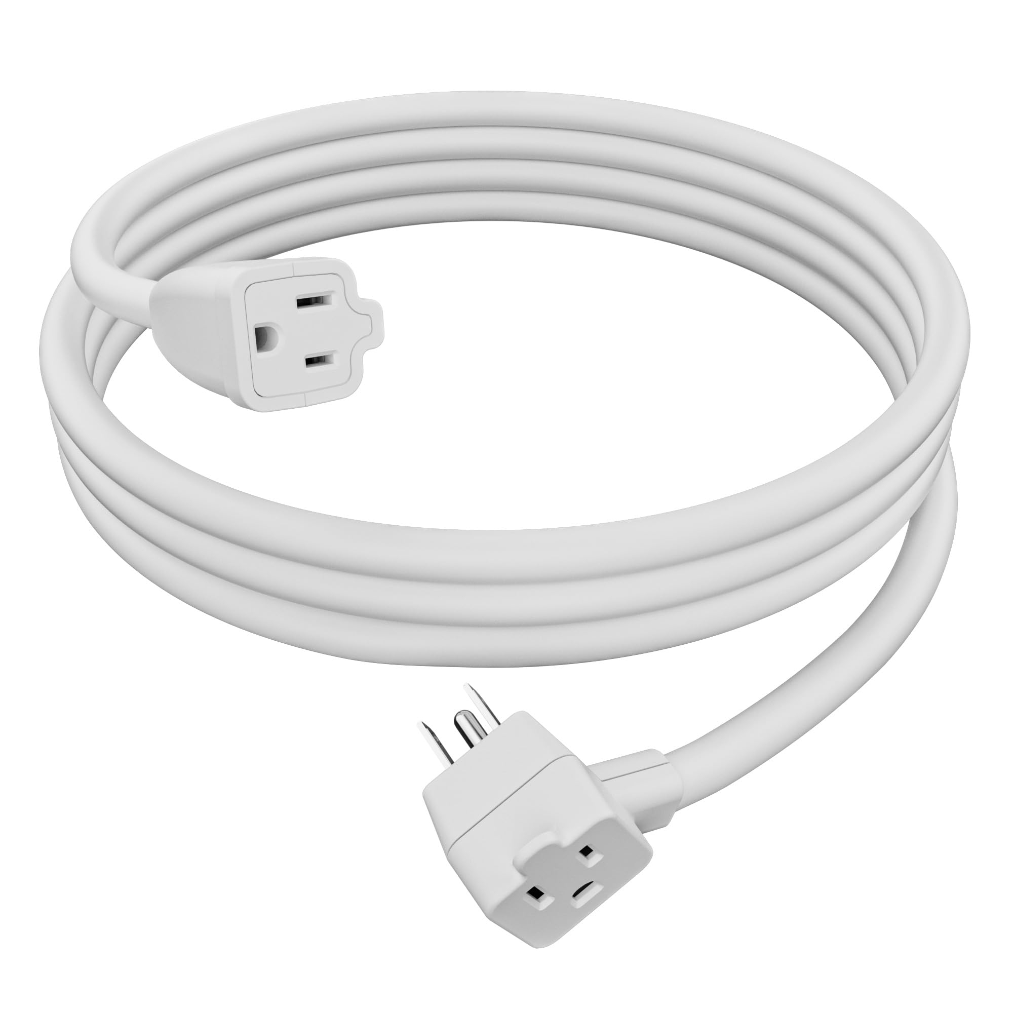 Photo 1 of 2-Outlet Extension Cord 4 FT, Pigtail 3 Prong Extension Power Cable, 45 Degree Plug Design, 16/3 Gauge Cold with Extra Socket on Plug, 13A 1625W 16AWG, Outlet Saver, Power Splitter, ETL Listed, White