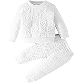 Jecson Toddler Baby Girl Clothes: Soft Warm Outfits Set Quilted Heart Sweatshirt & Pants Cute Fall Winter Home Out 2Pcs 3M-4T