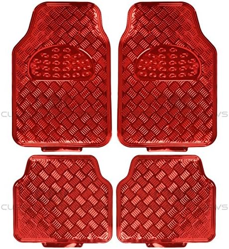 BDK Metallic Automotive Floor Mats (Set of 4) in Red