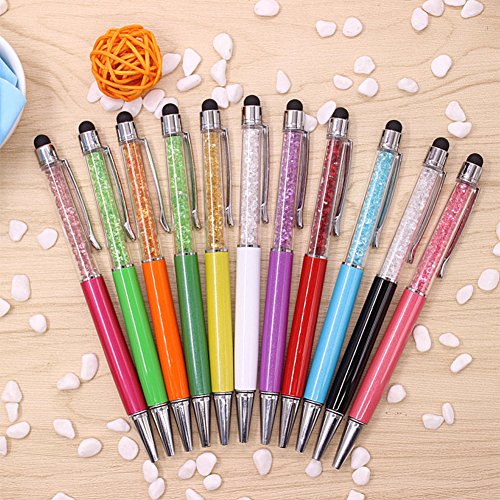 REFURBISHHOUSE 8PCS Random Colorful Crystal Pen Diamond Ballpoint Pens Fashion Creative Stylus Touch Pen Novelty Gift Office Material School Supplies