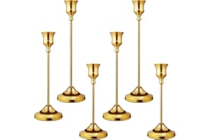 Candlestick Holders 6 PCS Metal Taper Candle Holders, KSWING Gold Candle Stick Holders Set, Perfect for Table Centerpiece Mantel Party Wedding Christmas Home Decor, Set of 6