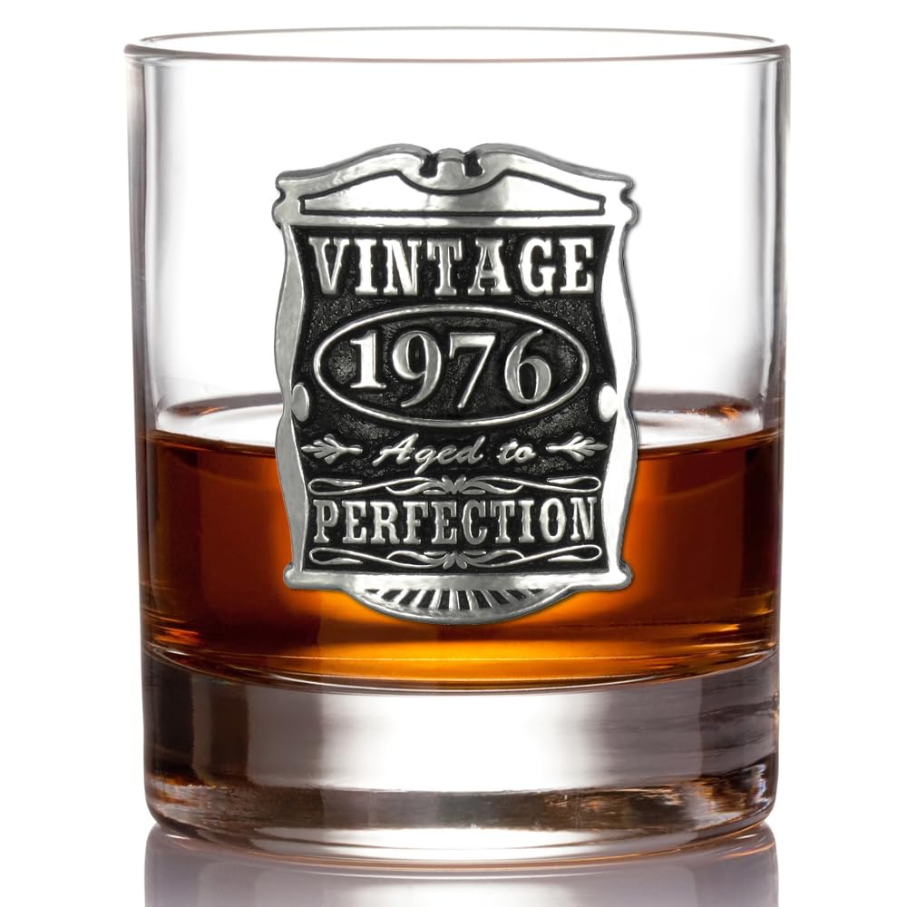 English Pewter Company Vintage Years 1976 50th Birthday or Anniversary Whisky Glass Tumbler - Unique Gift Idea for Men [VIN003]