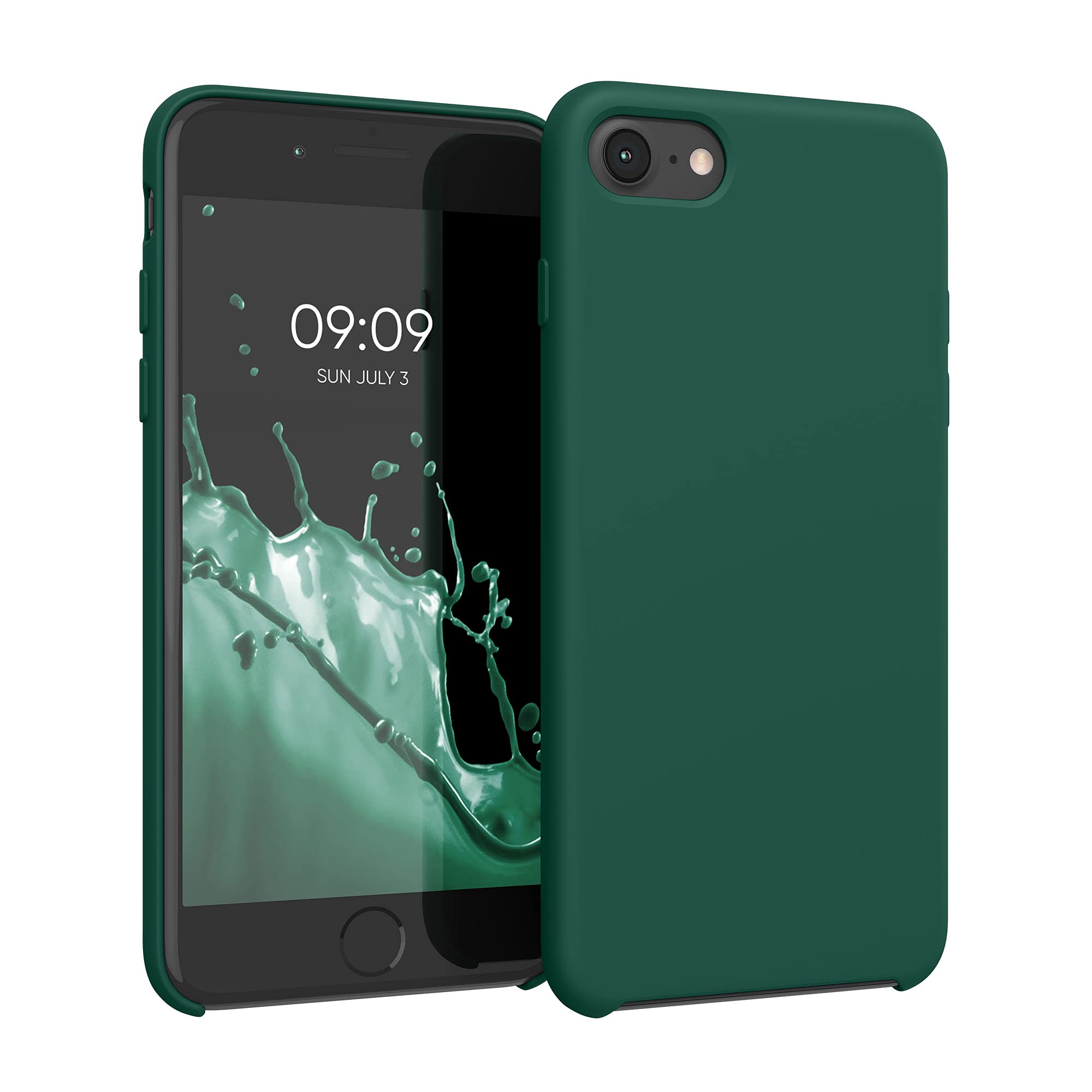 kwmobile Case for Apple iPhone SE (2022/2020) / iPhone 8/7 Case - Soft Cover - Shockproof Silicone - Wireless Charging Turquoise Green โ image 1