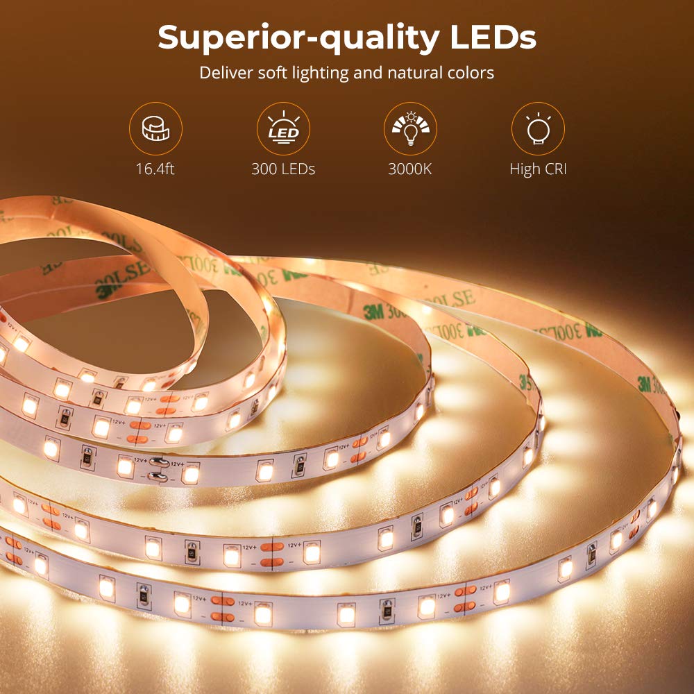 Govee Warm White LED Strip Lights, Bright 300 LEDs, 3000K Dimmable ...
