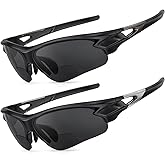 SKYOLUY Attractive Bifocal Reading Sunglasses for Men, Durable TR90 Semi Rimless Wrap Around Design Sun Readers, UV400 Near-Far Sun Glass Built in Outdoor Sports/Driving/Finshing Dark Glasses, +2.5