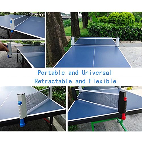 Toudorp 60 inches Retractable Table Tennis Net and Post Set, Outdoor Equipment Ping Pong Replacement Accessory with 2-Pack Palms Protector Gray-Black