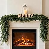 Aiinoo 2 Pcs 6 Ft Artificial Norfolk Pine Garlands Real Touch Winter Greenery Garland Faux Green Garland for Table Centerpieces Mantle Wall Indoor Outdoor Christmas Decorations