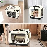 VOUNOT Pet Carrier Bag 3 Entry Doors Foldable Mesh Padded Beige M view 6