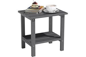 Yardgrace Double Adirondack Outdoor Side Table, Weather-Resistant Patio End Table for Backyard, Pool & Porch, Durable & Stylish Patio Side Table,Grey