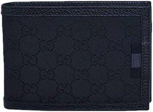 Amazon アウトレット品 グッチ Gucci 財布 8615 メンズ 二つ折り 小銭付き 横長 ウェビング Ggナイロン スモールg ブラック 型押しカーフブラック 並行輸入品 Gucci グッチ 財布