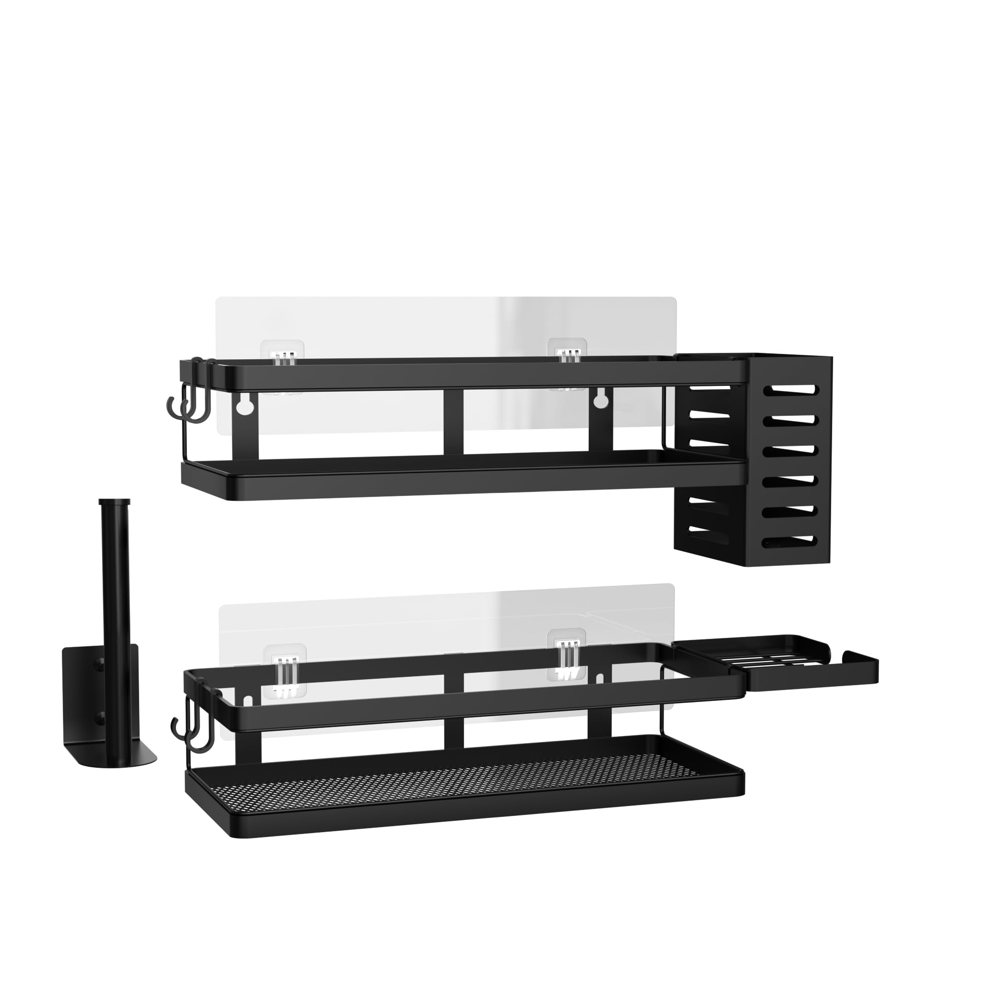 PUSDON Metal Wall Hanging Basket 2 Packs DIY Suitable for Multiple Scenes - Middle Black Guardrail Suit Image