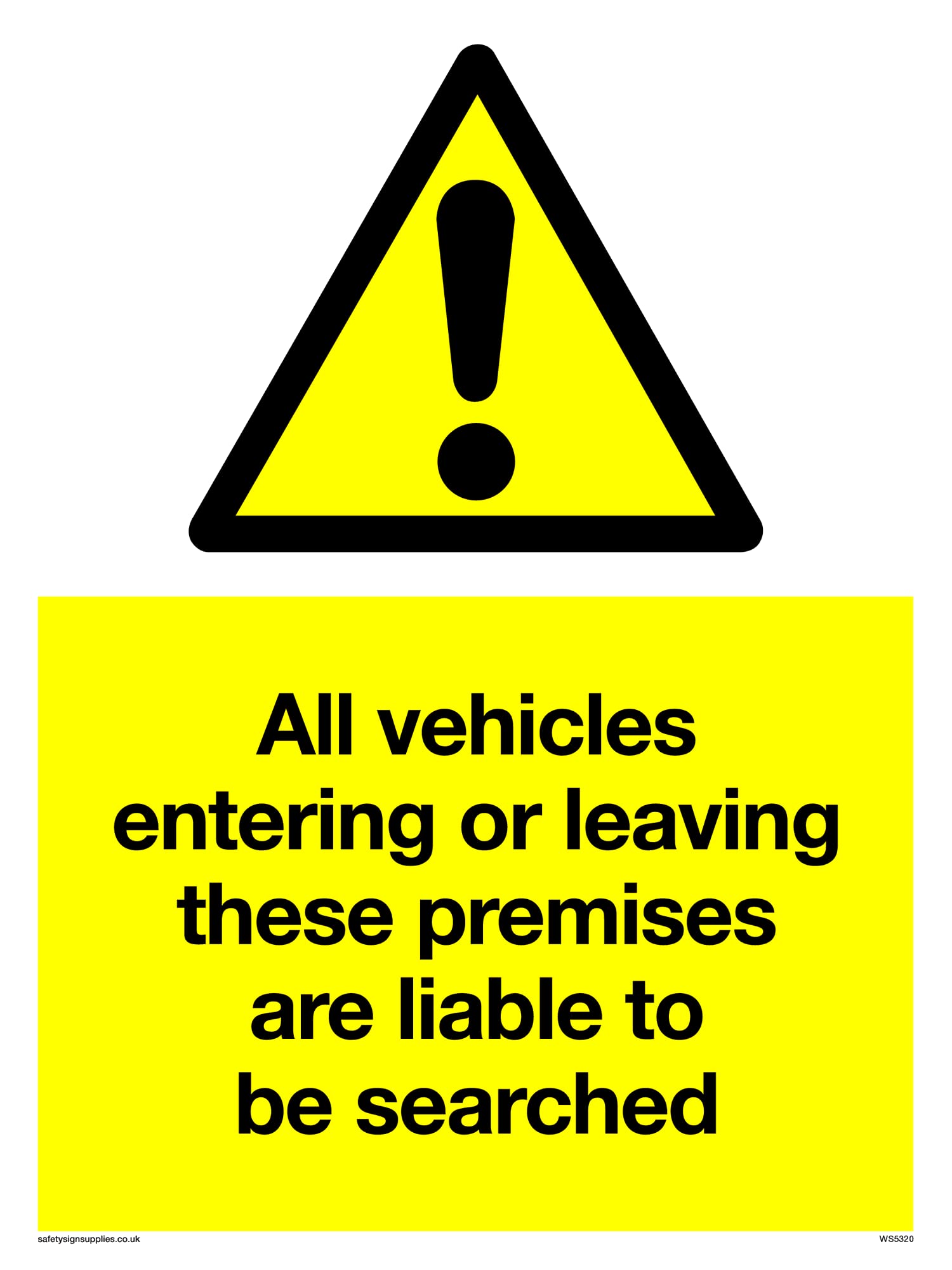 Pack of five - Vehicles Entering Sign - 150x200mm - A5P