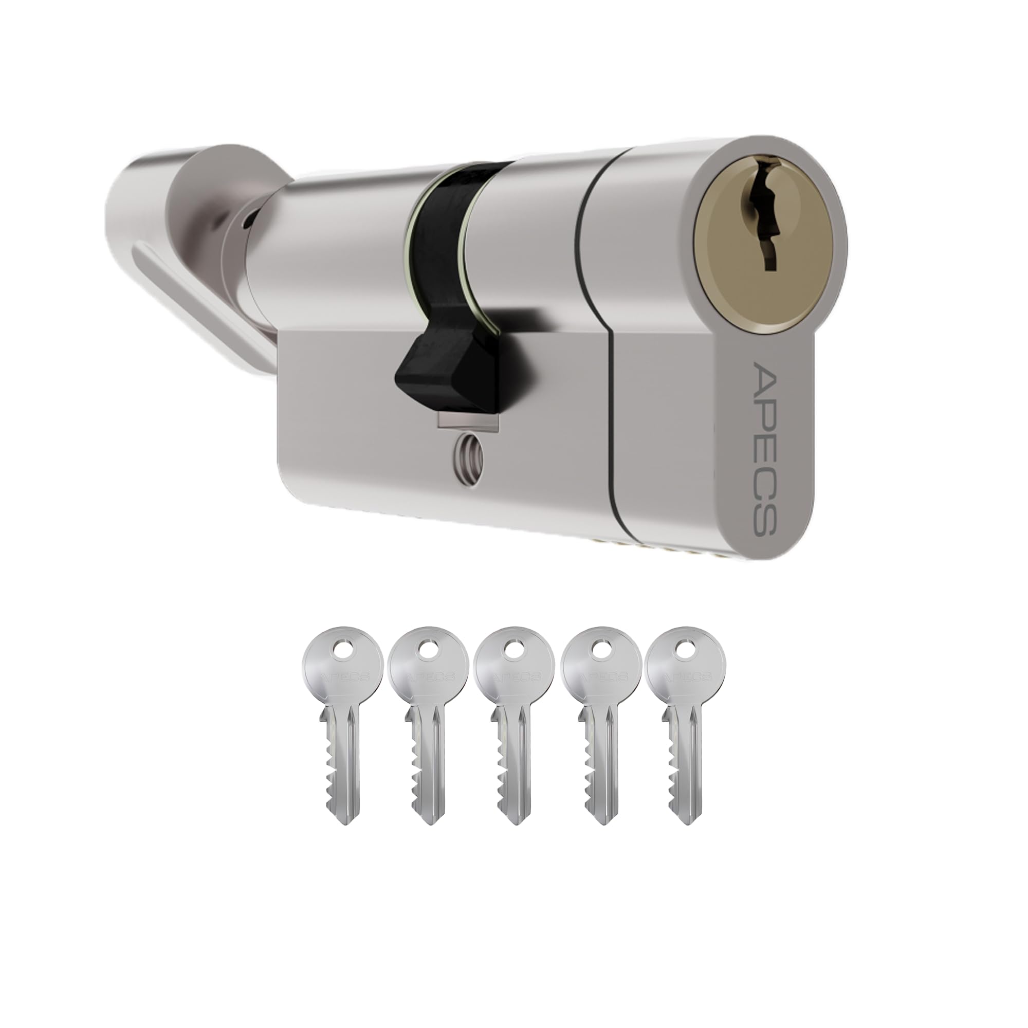 APECS Standard Euro Cylinder Thumb TurnDoor Lock uPVC Aluminium Timber Door Barrel 6 Pin 5 Keys (40 Thumb Turn / 40)