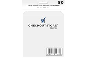 (200) CheckOutStore Clear Storage Pockets for Storing 12 x 12 Cardstock Paper Used for Rubber Stamping & Scrapbooking (Clear with Flap - 12 3/4" x 12 3/4")