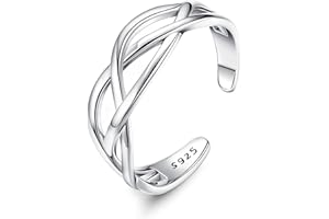 JeryWe 925 Sterling Silver Toe Ring for Women Hypoallergenic Adjustable Open Rings Toe Ring Stylish Plain Solid Silver Band T