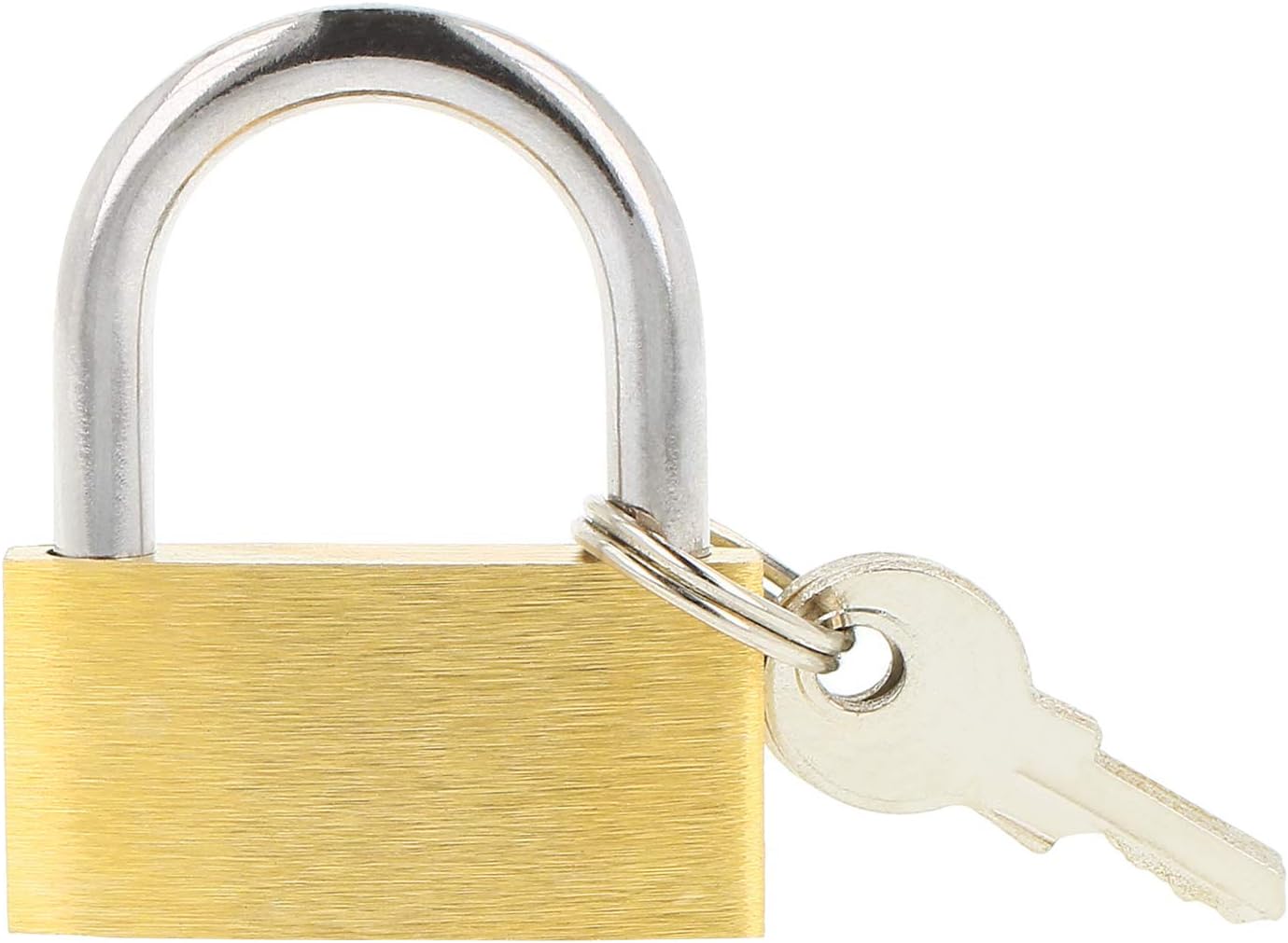 com-four® 4x Padlock made of brass - Padlock with 2 keys - Security lock for household, leisure, work - Image 3