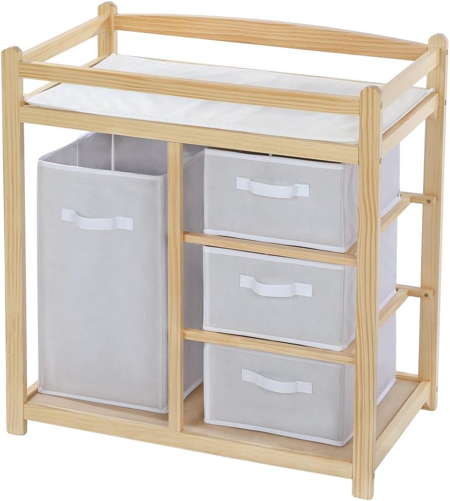 Tectake Baby Toddler Changing Table Unit Station Storage Wood