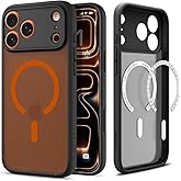 Spigen for iPhone 17 Pro Max Case, Ultra Hybrid MagFit [TPU Covered Camera Control] [Anti-Yellowing] [Compatible with Magsafe] - Frost Black Orange