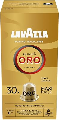 , Qualità Oro, 30 cápsulas de café compatíveis com máquinas originais Nespresso*, com notas aromáticas florais e frutadas, 100% arábica, intensidade 8, torra clara