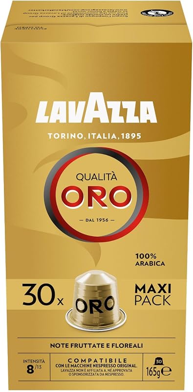, Qualità Oro, 30 cápsulas de café compatíveis com máquinas originais Nespresso*, com notas aromáticas florais e frutadas, 100% arábica, intensidade 8, torra clara