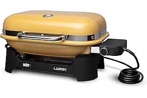 Weber Lumin Portable Outdoor Electric Barbecue Grill for Small Spaces and Travel, Golden Yellow