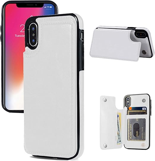 Amazon Com Iphone X Xs Wallet Case Iphone X Xs Case With Card Holder Joyaki Iphone X Xs Slim Leather Case With Credit Card Holder Protective Case With A Free Screen Protector For Iphone X Xs 5 8