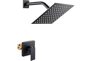ROVATE Shower Only Faucet Set Matte Black, Single Function Shower Trim Kit with Rough-in Valve, Bathroom Rain Mixer Shower wi