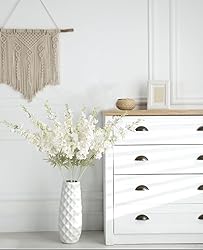 ICBOX 8PCS White Delphinium Artificial Flowers