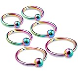 6pcs 16g Captive Bead Ring Hoop Cartilage Lip Nose