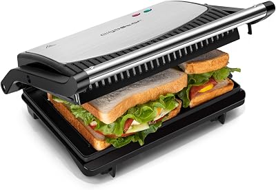 Aigostar Sandwich Toaster Panini Press 180° Open 800W Stainless Steel