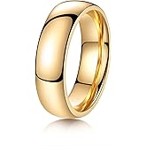 YOESDIE Gold Silver 2mm 4mm 6mm 8mm 10mm Titanium Ring Wedding Band Ring for Men Women | Plain Dome High Polished Wedding Band Comfort Fit Size 5-15