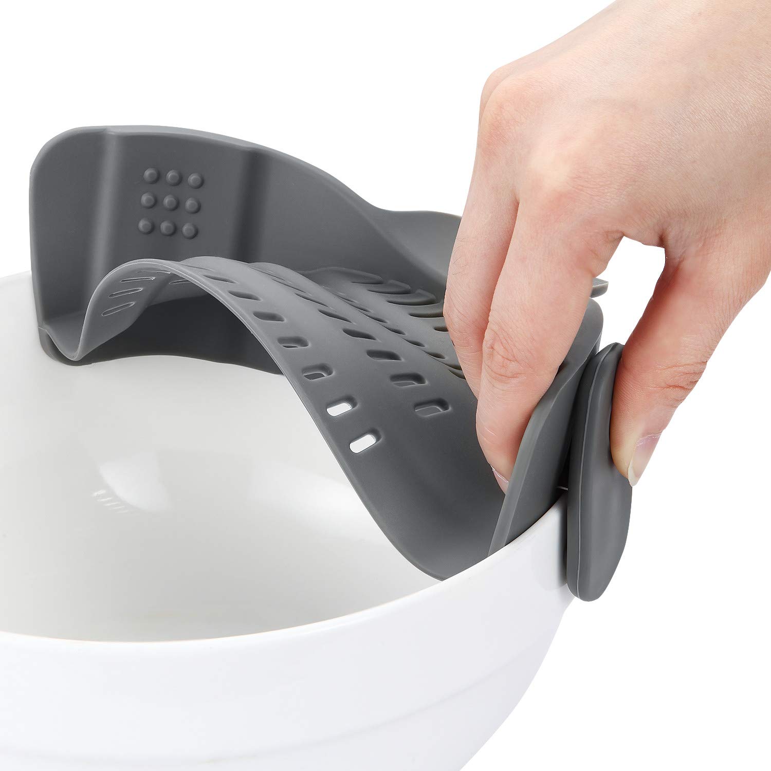 Byme Kitchen Food Strainers and Colanders Pasta Strainer Clip On Silicone Colander Fit all Pots and Bowls- Dark Grey