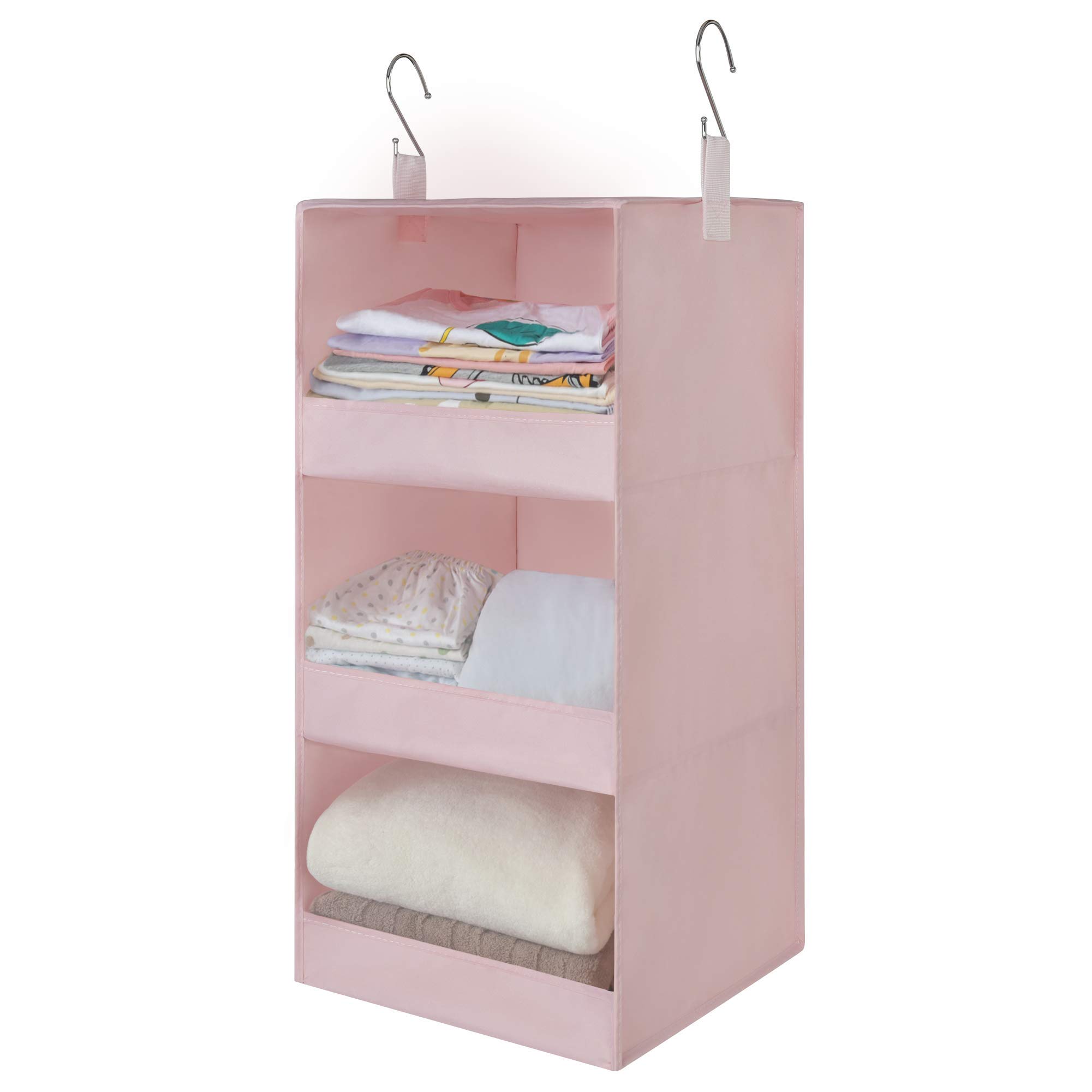 Photo 1 of GRANNY SAYS 3-Shelf Hanging Closet Organizer, Collapsible Closet Hanging Shelves, Nursery Hanging Organizer, Pink, 29 ½" H X 12" W X 12" D, 1-Pack
