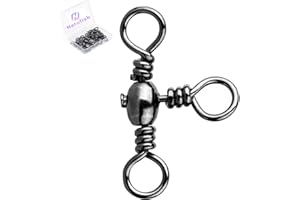 Natufish 3 Way Swivels Fishing Tackle - 25Pcs Three Way Swivel Black T-Turn Barrel Swivel High Strength Connector for Catfish Rigs